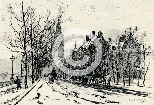 The Embankment, Westminster', c1892, (1894). Artist: Herbert Menzies Marshall.