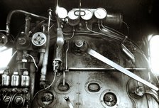 Dashboard of a steam train engine.