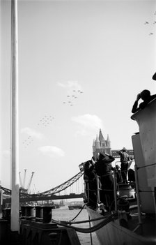 Sailors watching the Battle of Britain Air Show, London, c1945-c1965. Artist: SW Rawlings
