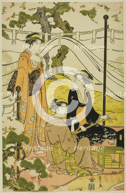 Viewing Cherry Blossoms at Goten Hill, c. 1787. Creator: Hosoda Eishi.