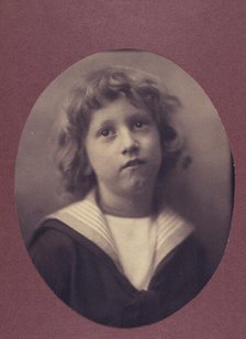 Boy wearing a middy blouse, facing front, head-and-shoulders portrait, c1900. Creator: Clayton Stone Harris.