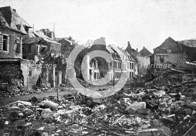 Street scene after the fall of Peronne, France, First World War, 1917, (c1920). Artist: Unknown