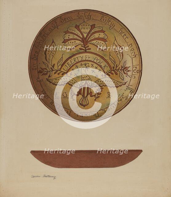 Pa. German Plate, c. 1940. Creator: Aaron Fastovsky.