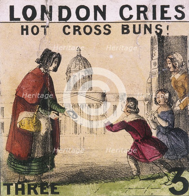 'Hot Cross Buns!', Cries of London, c1840. Artist: TH Jones
