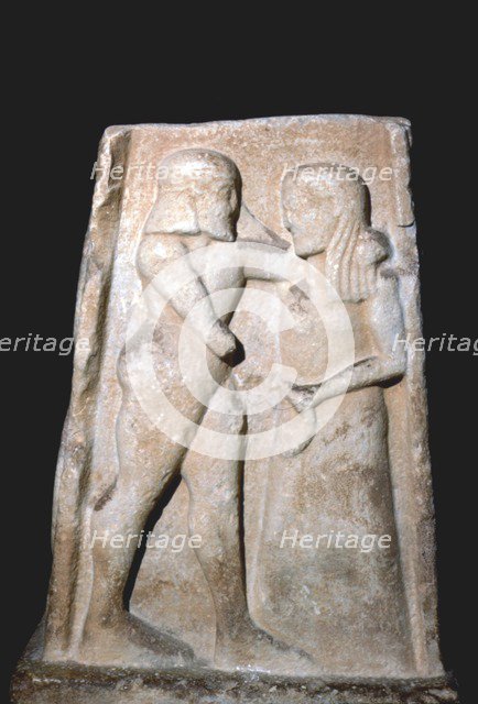 Stela of Menalaus and Helen (of Troy), Archaic Greek, c8th century BC-c5th century BC Artist: Unknown.