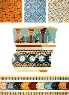 Textile patterns and fresco fragments from Crete, Greece, (1928). Creator: Unknown.