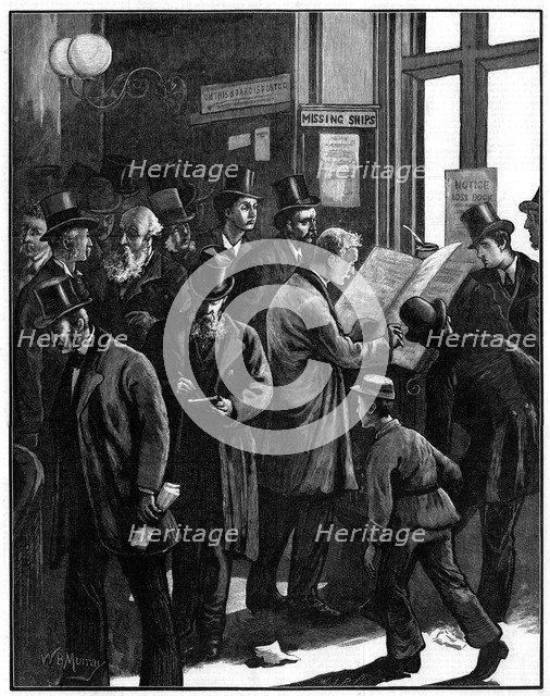 Scene at Lloyd's, London, 1877.Artist: William Bazett Murray