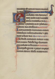 Initial C: A Priest Before an Altar; Bute Psalter, text and illumination about 1285. Creator: Bute Master.