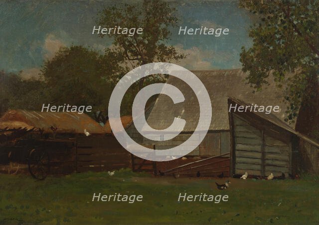 Farmyard with Ducks and Chickens, 1872-73. Creator: Winslow Homer.