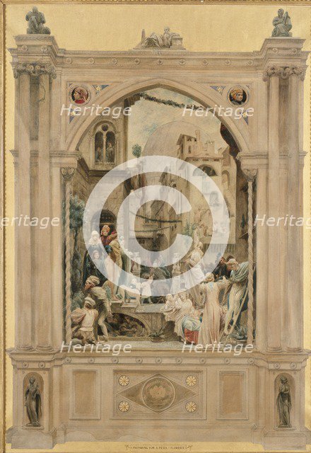 Preparing for a Festa, Florence, 1851. Artist: Frederic Leighton.