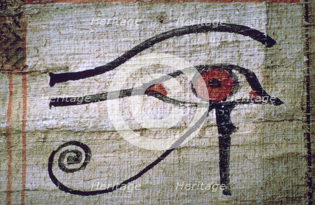 Detail of an Egyptian papyrus showing the eye of Horus. Artist: Unknown