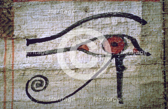 Detail of an Egyptian papyrus showing the eye of Horus. Artist: Unknown