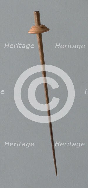 Wooden Spindle with Ceramic Whorl, Peru, 1000/1476. Creator: Unknown.