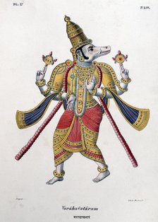 Vishnu, one of the gods of the Hindu trinity (trimurti), 1828. Artist: Anon