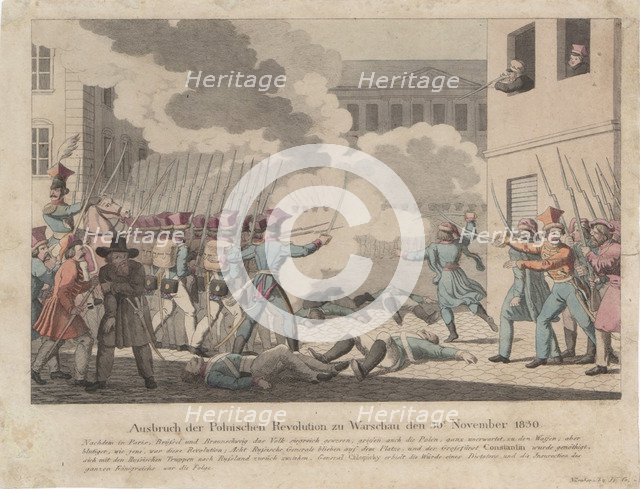Outbreak of the Polish Revolution in Warsaw on November 1830. Artist: Wunder, Georg Benedikt (1786-1858)