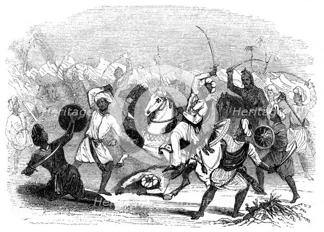 Khan Lodi overpowered, 15th century, (1847).Artist: Robinson