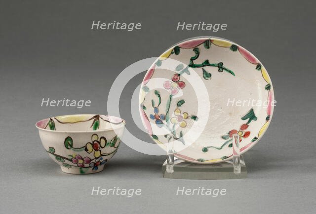 Miniature Cup and Saucer, Staffordshire, 1760/69. Creator: Staffordshire Potteries.