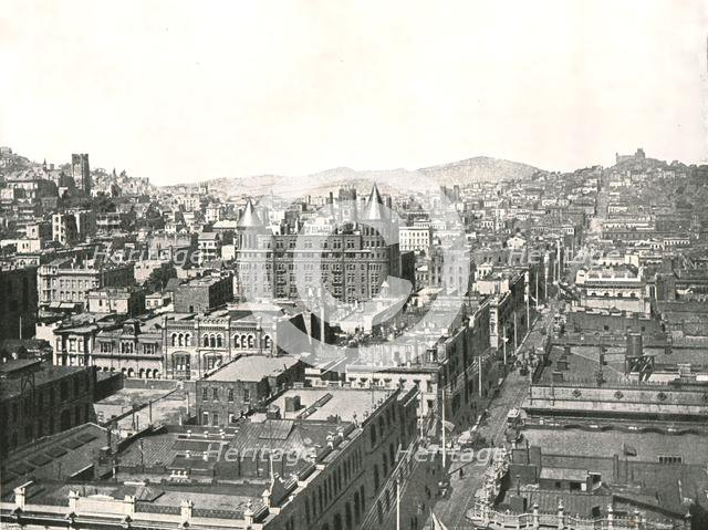 Bird's eye view from the tower of the Chronicle Building, San Francisco, USA, 1895.  Creator: Unknown.
