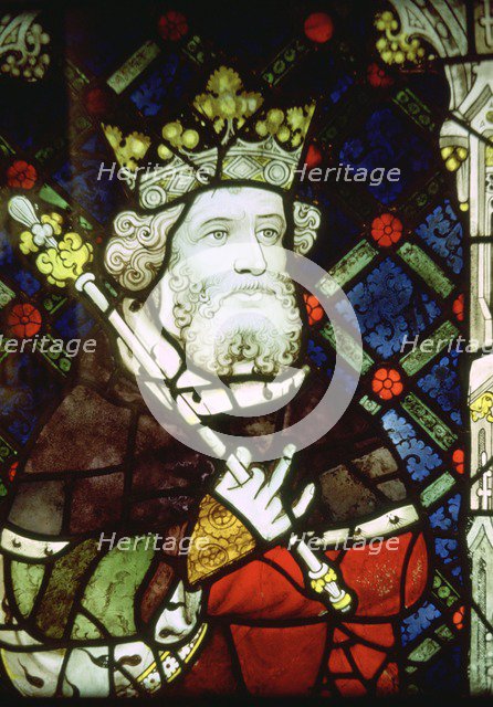 Stained thirteenth century glass image of King Cnut (985/95-1035). Artist: Unknown