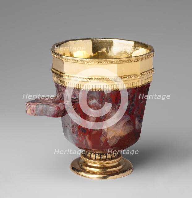 Jasper Cup with Gilded-Silver Mounts, Bohemian, ca. 1350-80. Creator: Unknown.