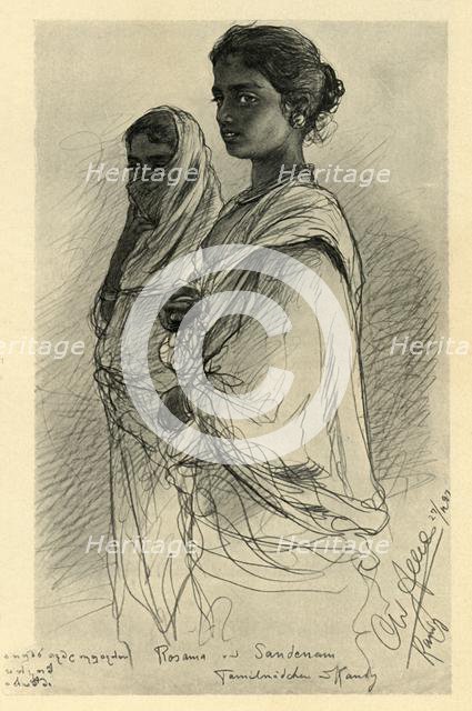 Rosama and Sandenam, Tamil girls, Kandy, Ceylon, 1898. Creator: Christian Wilhelm Allers.