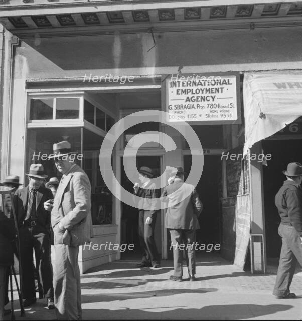 Employment agency on Howard Street, San Francisco, California, 1937. Creator: Dorothea Lange.