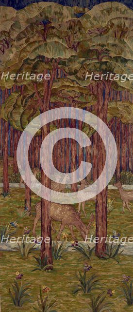Embroidery, 'The Deer Forest', 1905. Creator: Jane Cory.