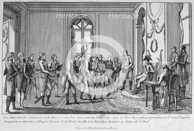 'The Two Consuls Cambacérès and Le Brun nominate Napoleon Emperor', 19th century. Artist: Unknown