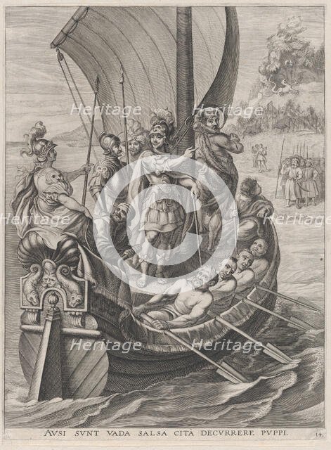 Plate 14: Ferdinand on a voyage with the Argonauts; from Guillielmus Becanus's 'Serenissim..., 1636. Creators: Jacobus van Schoor, Johannes Meursius, Willem van der Beke.