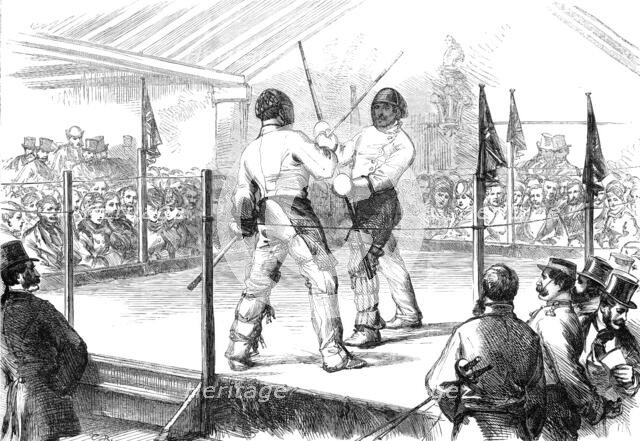 Assault of arms by the Hon. Artillery Athletic Club: quarterstaff, 1870. Creator: Unknown.