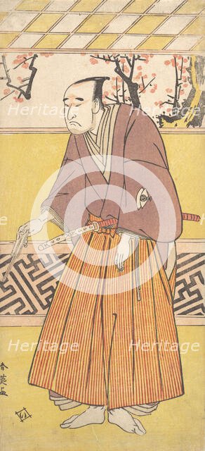The Actor Onoye Matsusuke I, as a Man Holding a Closed Fan in His Right Hand, ca. 1780. Creator: Katsukawa Shun'ei.