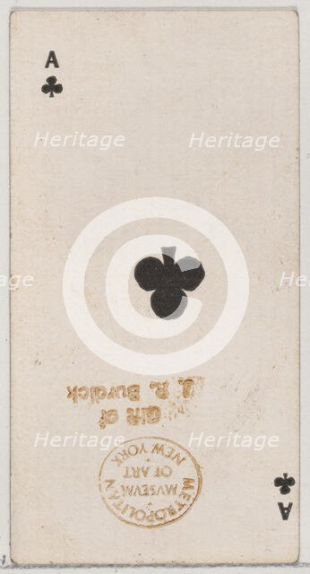 Ace of Clubs (black), from the Playing Cards series (N84) for Duke brand cigarettes, 1888., 1888. Creator: Unknown.