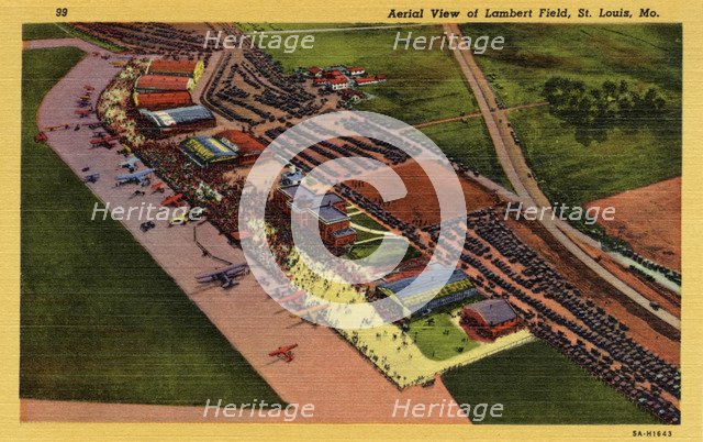 Aerial view of Lambert Field, St Louis Municipal Airport, Missouri, USA, 1935. Artist: Unknown