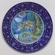 Plate with Alexander and Diogenes, 1524. Creators: Unknown, Master of the Coppa Bergantini.