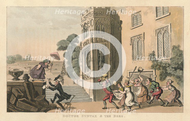 'Doctor Syntax & The Bees', 1820. Artist: Thomas Rowlandson.