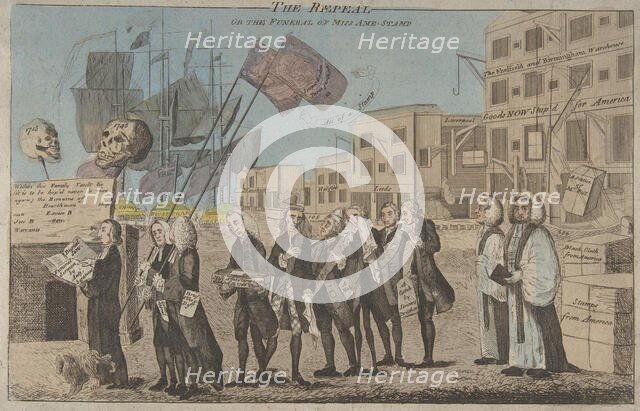 The Repeal, or the Funeral of Miss Ame-Stamp, 1766., 1766. Creator: Anon.