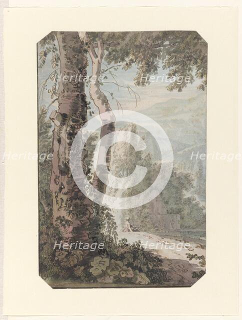Arcadian landscape with a resting man by the water, c.1725-c.1750. Creator: Jacob van Liender.