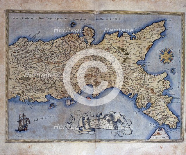  'Theatrum Orbis Terrarum' by Abraham Ortelius, Antwerp, 1574, map of the Kingdom of Naples.