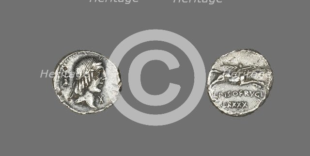 Denarius (Coin) Depicting the God Apollo, 90 BCE. Creator: Unknown.