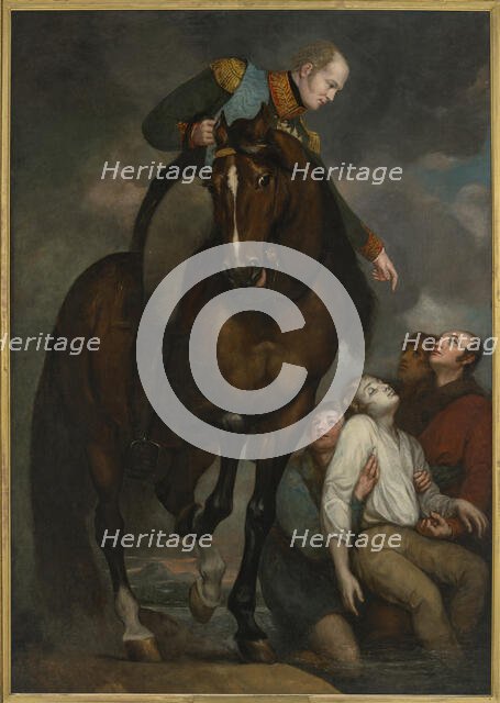 Alexander I (1777-1825), Emperor of Russia, saved a drowning man in Vilna. Creator: Northcote, James (1746-1831).