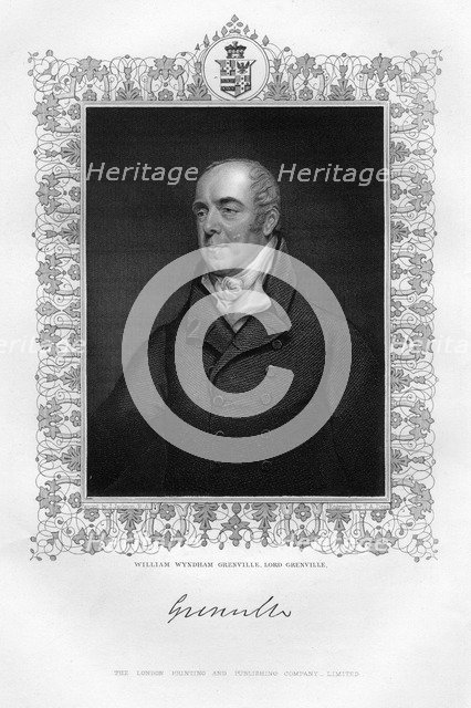 William Wyndham Grenville (1759-1834), 1st Baron Grenville, English politician, 19th century.Artist: TA Dean