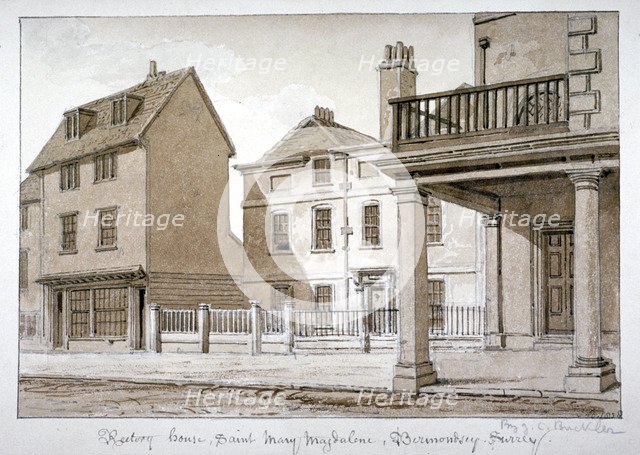 The rectory, St Mary Magdalen, Bermondsey, London, 1828. Artist: John Chessell Buckler
