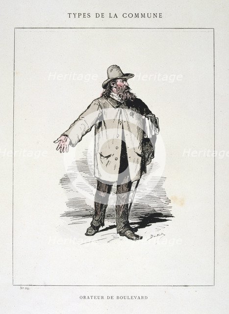 'Orateur de Boulevard', Paris Commune, 1871. Artist: Anon