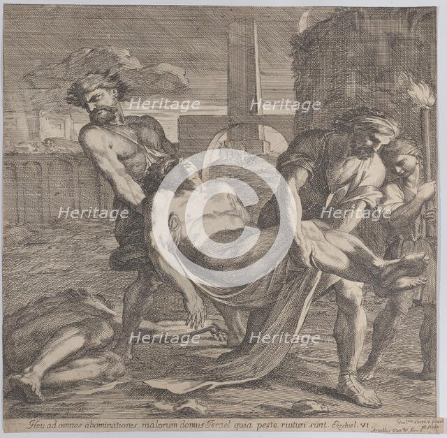 Abdon and Sennen carrying the early Christian martyrs off for burial, 1650-60. Creator: Guillaume Courtois.