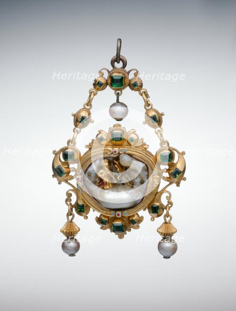 Pendant with the Penitent Saint Jerome, Spain, c. 1650 (central jewel); c. 1700 (mount). Creator: Unknown.