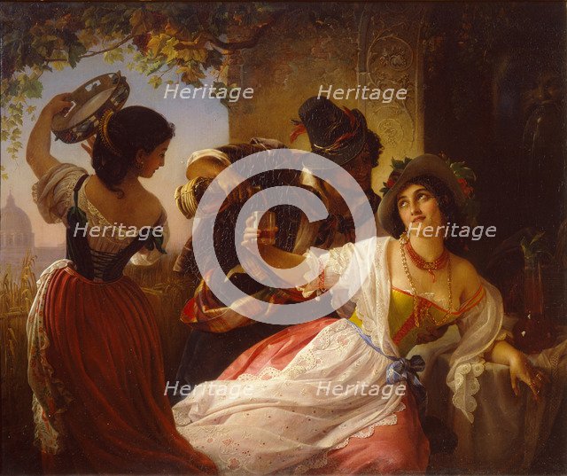 October Celebration in Rome, 1851. Artist: Orlov, Pimen Nikitich (1812-1863)