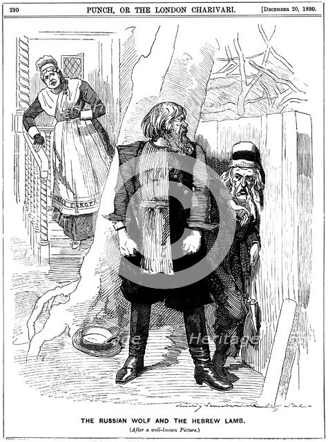 'The Russian Wolf and The Hebrew Lamb', cartoon from Punch, 1890. Artist: Unknown