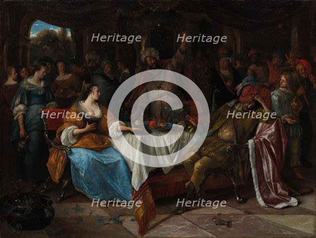 Esther, Ahasuerus, and Haman, c. 1668. Creator: Jan Steen (Dutch, 1626-1679).