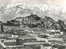 The hill of Santa Lucia with the Andes in the background, Santiago, Chile, 1895.  Creator: Unknown.