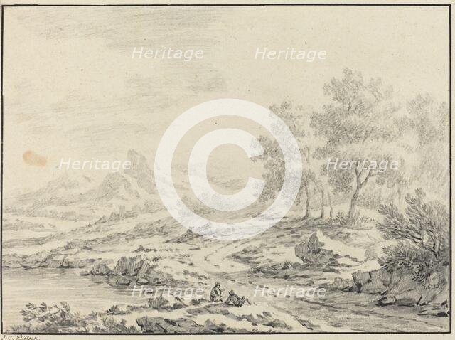 Two Men Resting near a Lake. Creator: Johann Christoph Dietzsch.